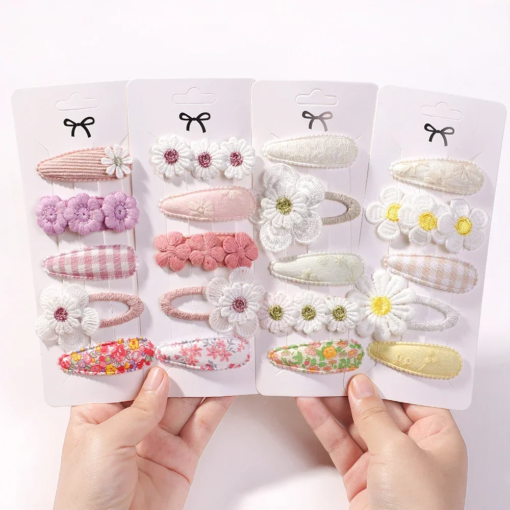 

5Pcs/Set Mini Baby Girl Cute HairClip Print Cotton Alloy Hairclip for Toddler Girl Lovely Kid Headwear Baby Hair Accessories