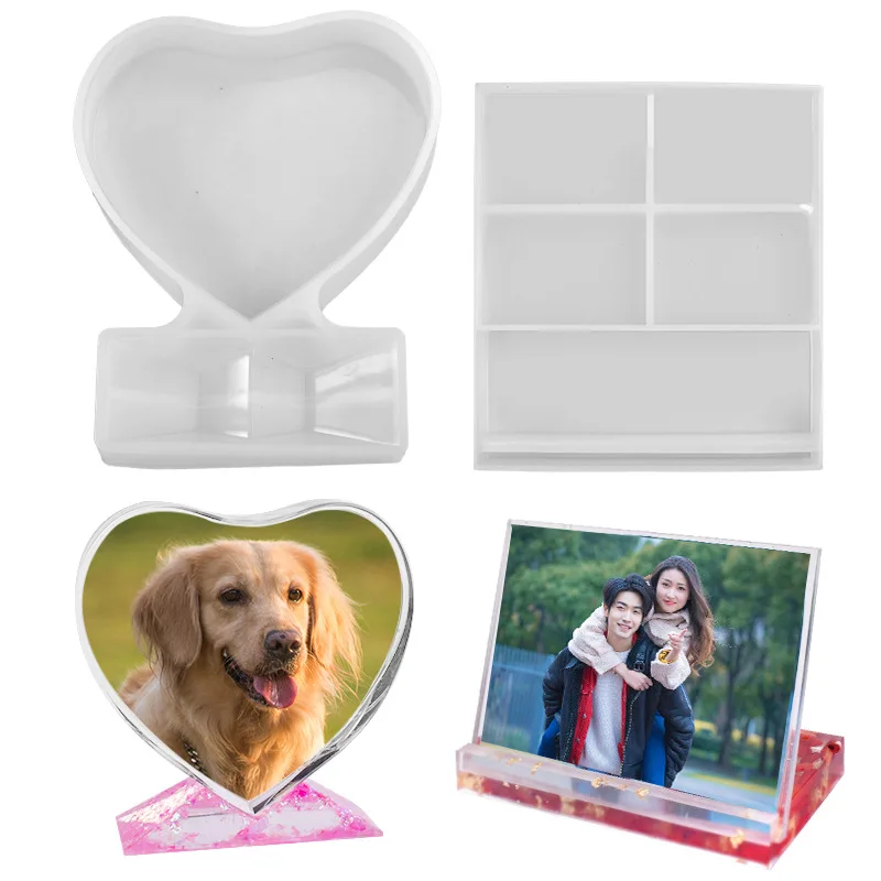 Heart Mom Love Picture Photo Frame Epoxy Resin Mold Silicone For DIY Crafts Handmade Photo Desktop Ornaments Gifts Decoration