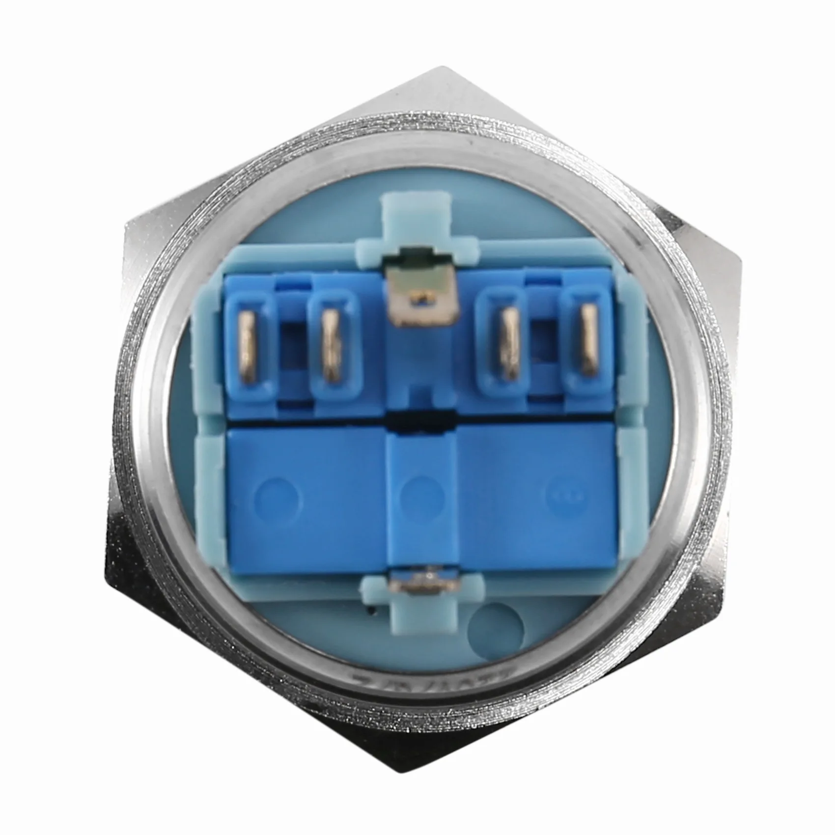ABJI-Mounting Thread Flat Round Latching Stainless Steel Waterproof Push Button Switch With Light