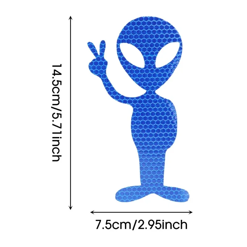 Creative Alien Reflective Car Stickers Universal Tape Safety Warning Mark Decals Auto Driving Safety Reflective Decorations