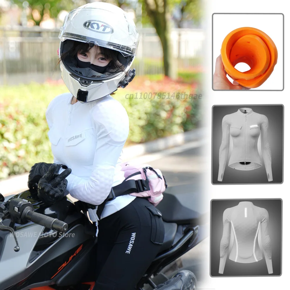 WOSAWE Women Motorcycle Jacket Pants Set with Soft Pads Summer Autumn Motocross Touring Gear Slim Fit Motorbike Clothing