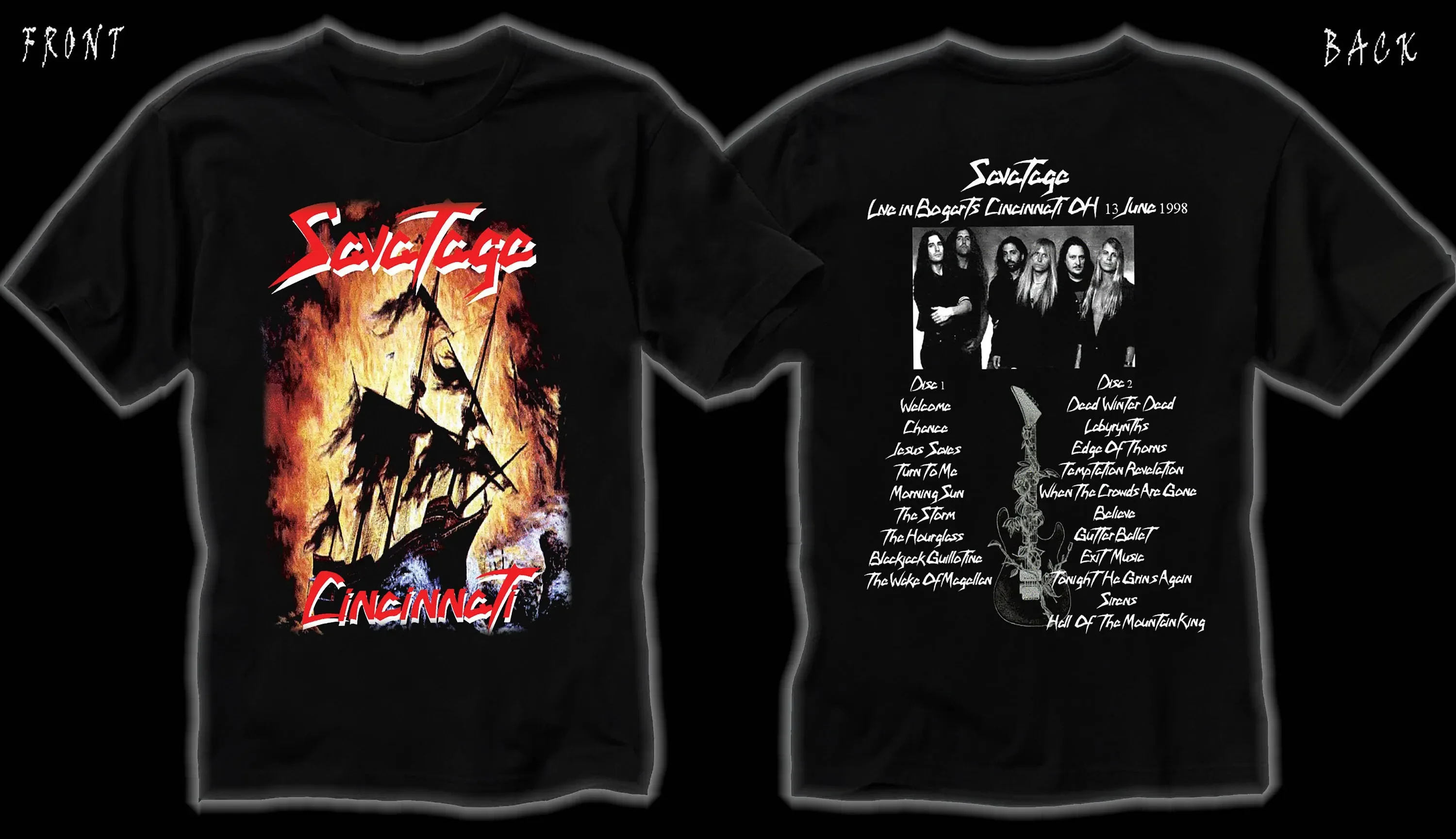 New DtgDtf Printed T-Shirt - Savatage - The Wake Of Magellan - Size- S,M,L,Xl,2-3-4-5-6-7Xl