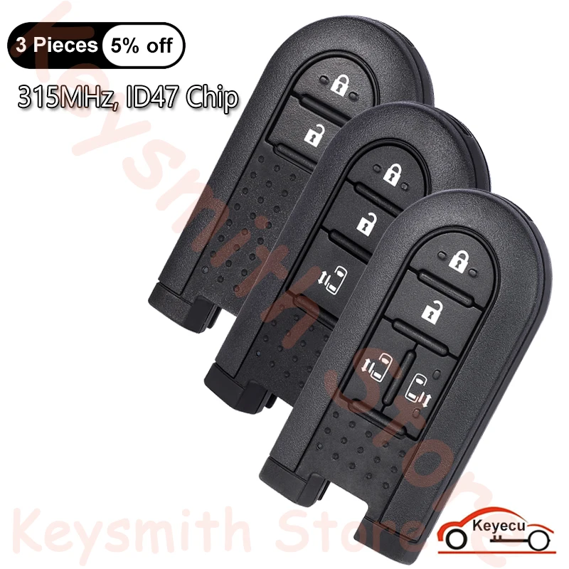 KEYECU 2 3 4 Buttons 315MHz ID47 Chip for Toyota Daihatsu Terios LA600S Passo Tanto Custom Roomy Auto OEM Smart Remote Key Fob