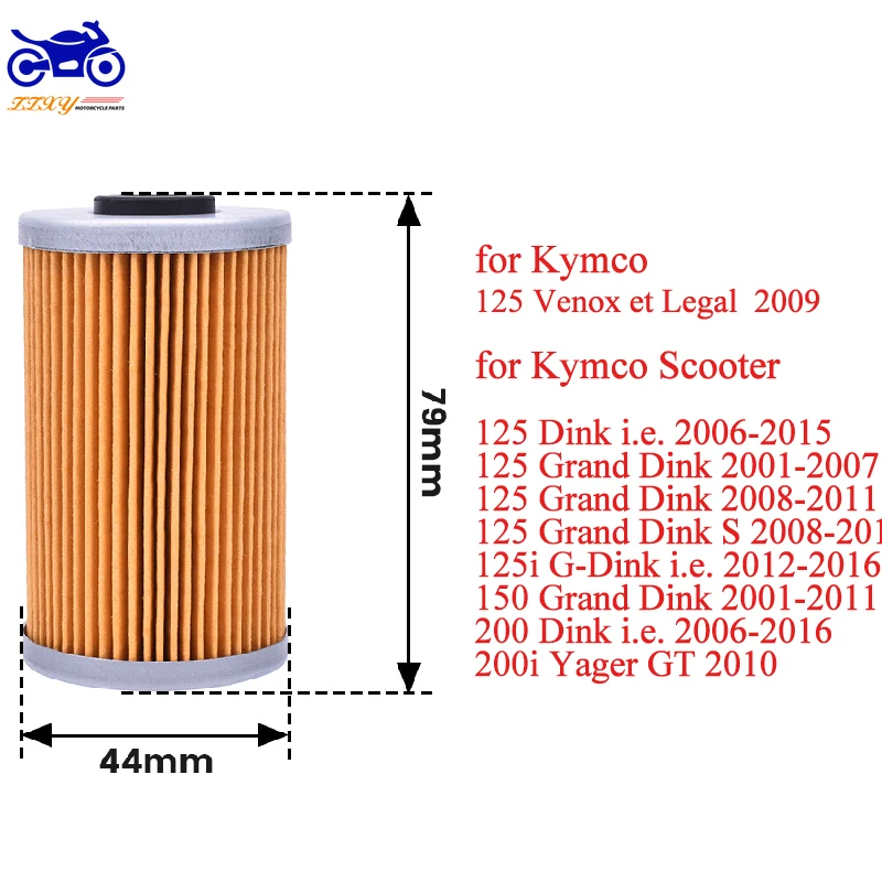 

Motorcycle Oil Filter for Kymco 125 Venox 125 Dink i.e 125 Grand Dink G-Dink i.e 150 Grand Dink 200i Yager GT