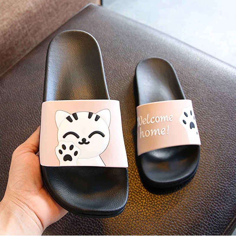 Home Slippers Women Cloud Summer Sandal Female Beach Cartoon Cat Print Cute Kawaii Non Slip Men Male Ladies Flip Flop Shoe Slide