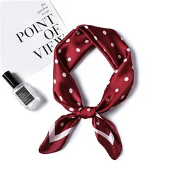 70*70cm Polka Dot Bandana Headband Neckerchief Hijab Scarf for Women Silk Satin Hair Scarf kerchief Neck Scarves For Ladies