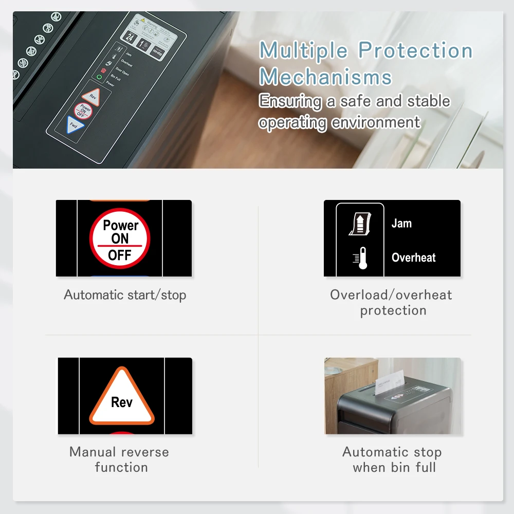 22 ورقة 42 لتر آلة تقطيع الورق 4 المستوى 24 ساعة وقت التشغيل عبر قطع CD دليل وثيقة المدمرة المعدات للمكتب التجاري