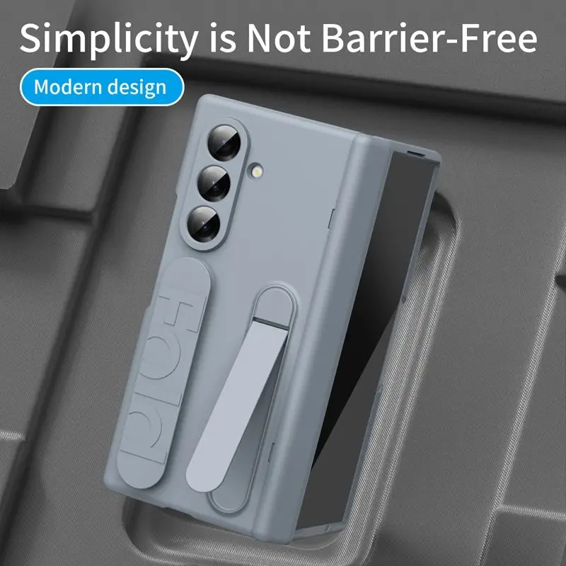 Para Samsung Z Fold 7 funda de teléfono soporte plegable cordón elástico correa de muñeca agujero de precisión con película templada para Galaxy Fold 6/5/4/3