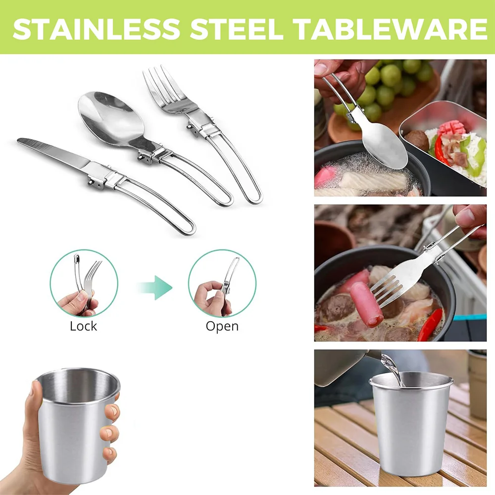 Camping-Kochgeschirr-Set 10-teilig aus Aluminium für Outdoor