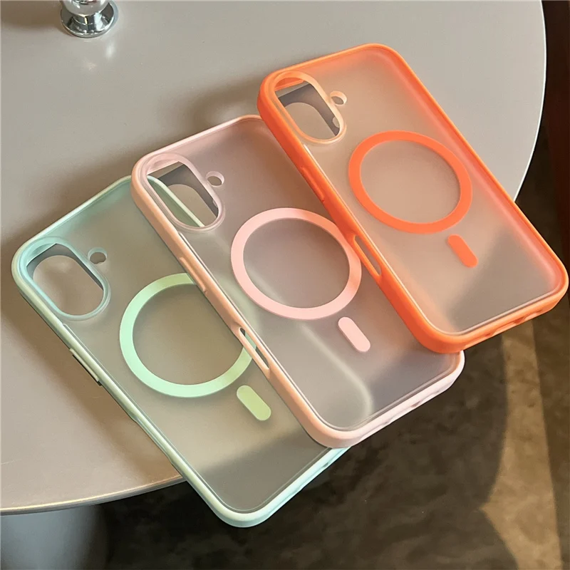

Magnetic Matte Candy Color Magsafe Case For iPhone 16Pro 15 15Pro 16Pro Max Translucent Wireless Charge Shockproof Bumper Cover