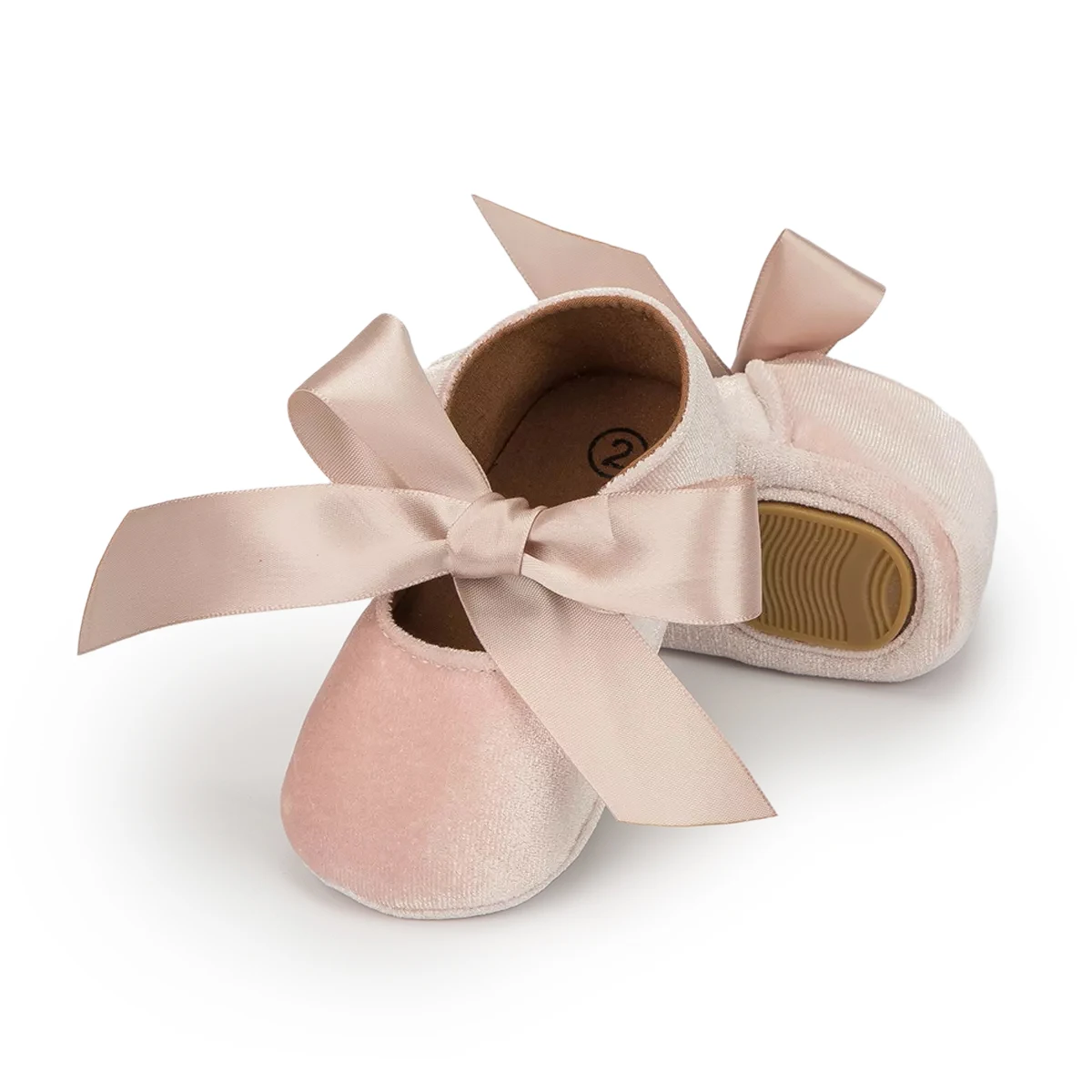 Newborn Baby Girls Shoes First Walker PU Princess Bowknot Ribbon Dress Shoes Anti-slip Rubber Sole Toddler Crib Shoe Moccasins