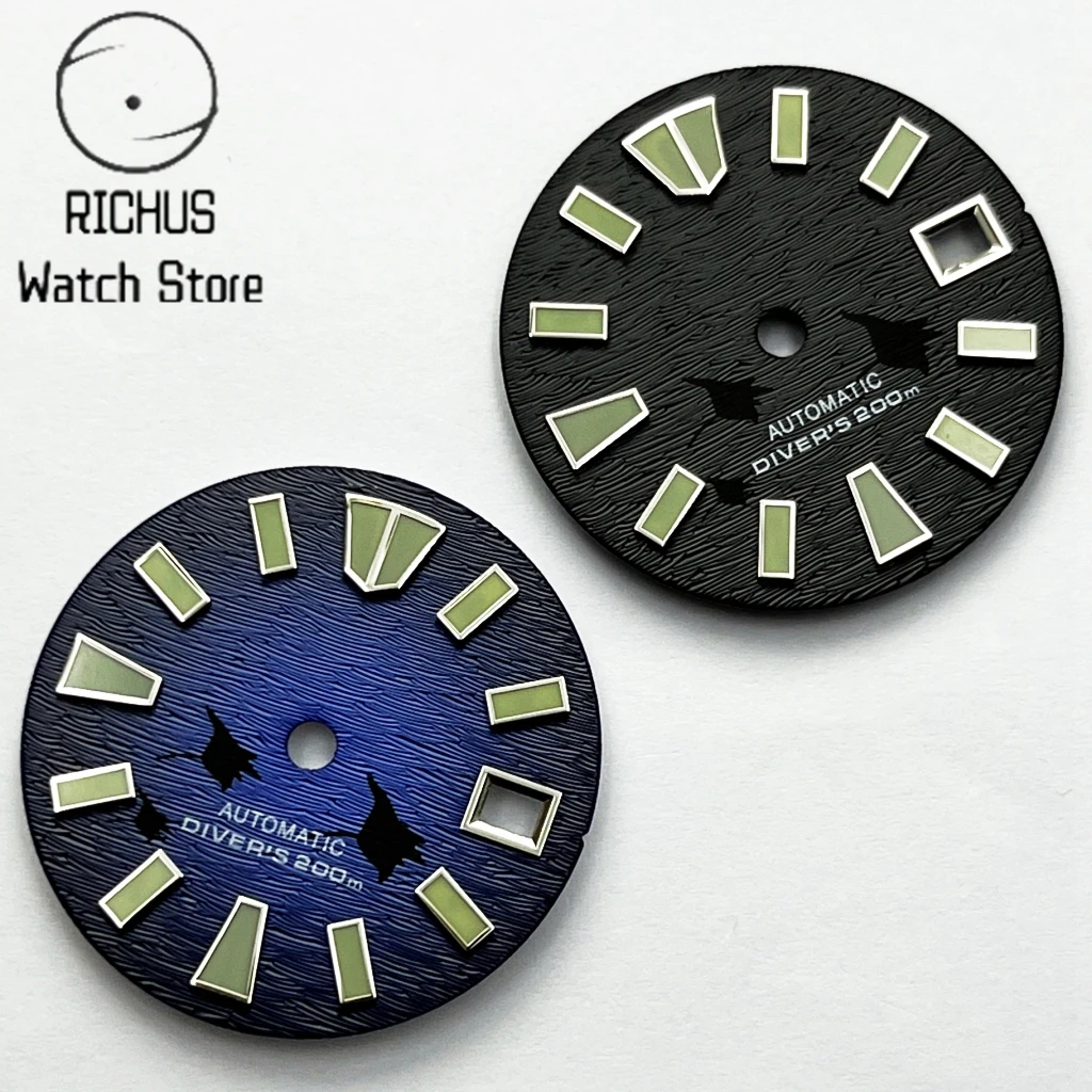 NH35 29mm Dial Sterile Watch Dial Green Luminous Fit NH35 3/3.8 O\'Clock Crown Automatic Movement Watch Assembly Parts
