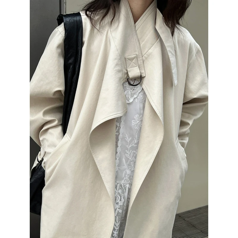 British Style Stand-up Collar Trench Coat Women Spring New Loose Short D-button Open Coat Temperament Fashionable Individuality