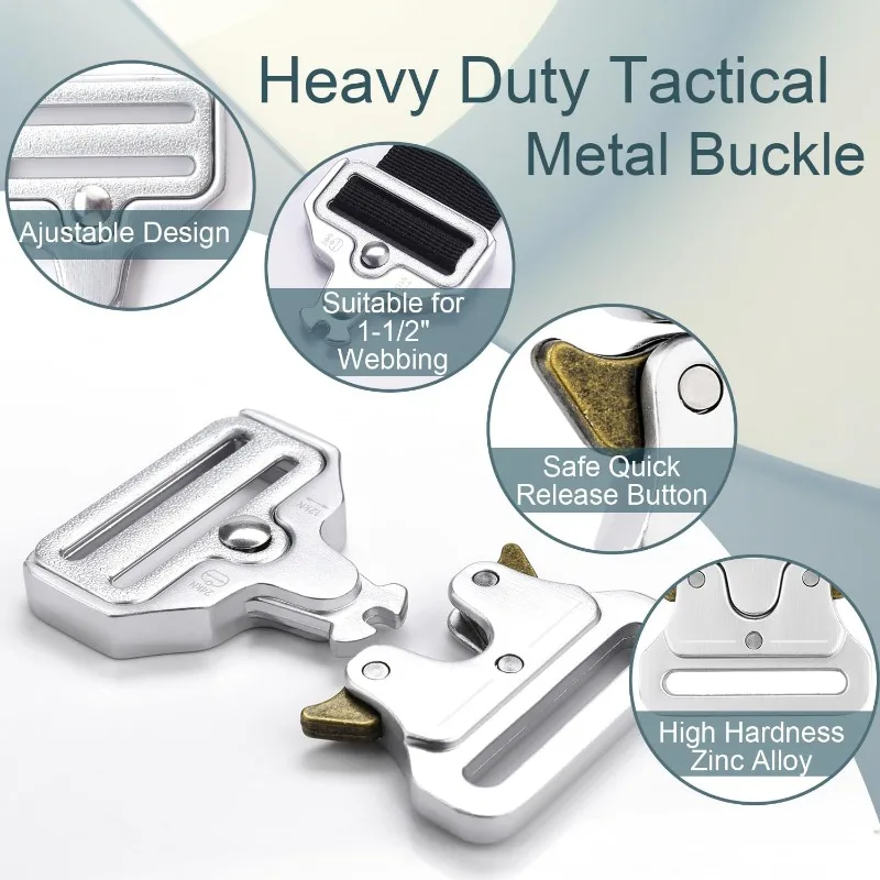 Men's 33mm Tactical Belt Buckle Quick-Release Alloy Buckle for Combat Training Wear-Resistant Metal Replacement for Duty Belts