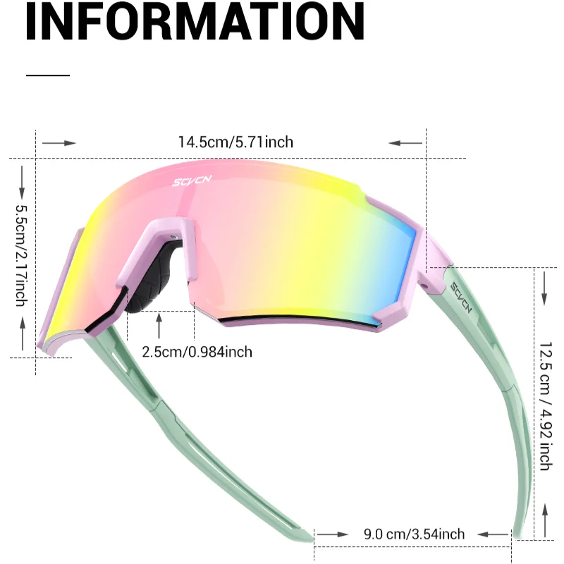 SCVCN Sonnenbrille für Herren, Fahrradbrille, Fahrrad, UV400, Brillen, Sport, MTB, Schutzbrille, Fahrrad, Damen, Sonnenbrille, mehrfarbig, Reiten