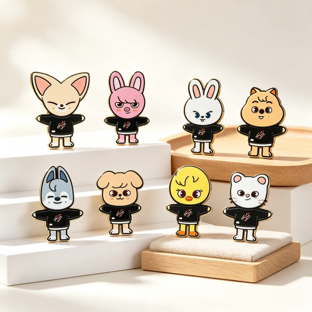 8Pcs Cute Cartoon Animal Enamel Pins Set, Kawaii Metal Lapel Brooch Badges, Decorative Pin for Backpack Clothes Hat, Fashion Jew