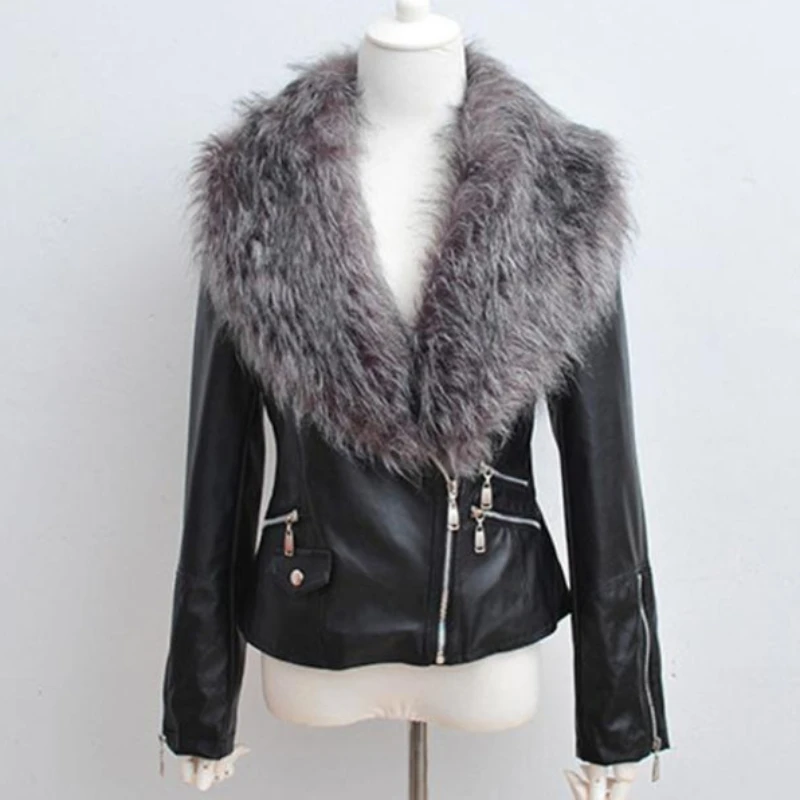 Imagem -05 - Jaqueta de Couro pu para Mulheres Imitation Fur Collar Personalidade Outwear Europa Estados Unidos Zíper Cabolsa Locomotivo Moda