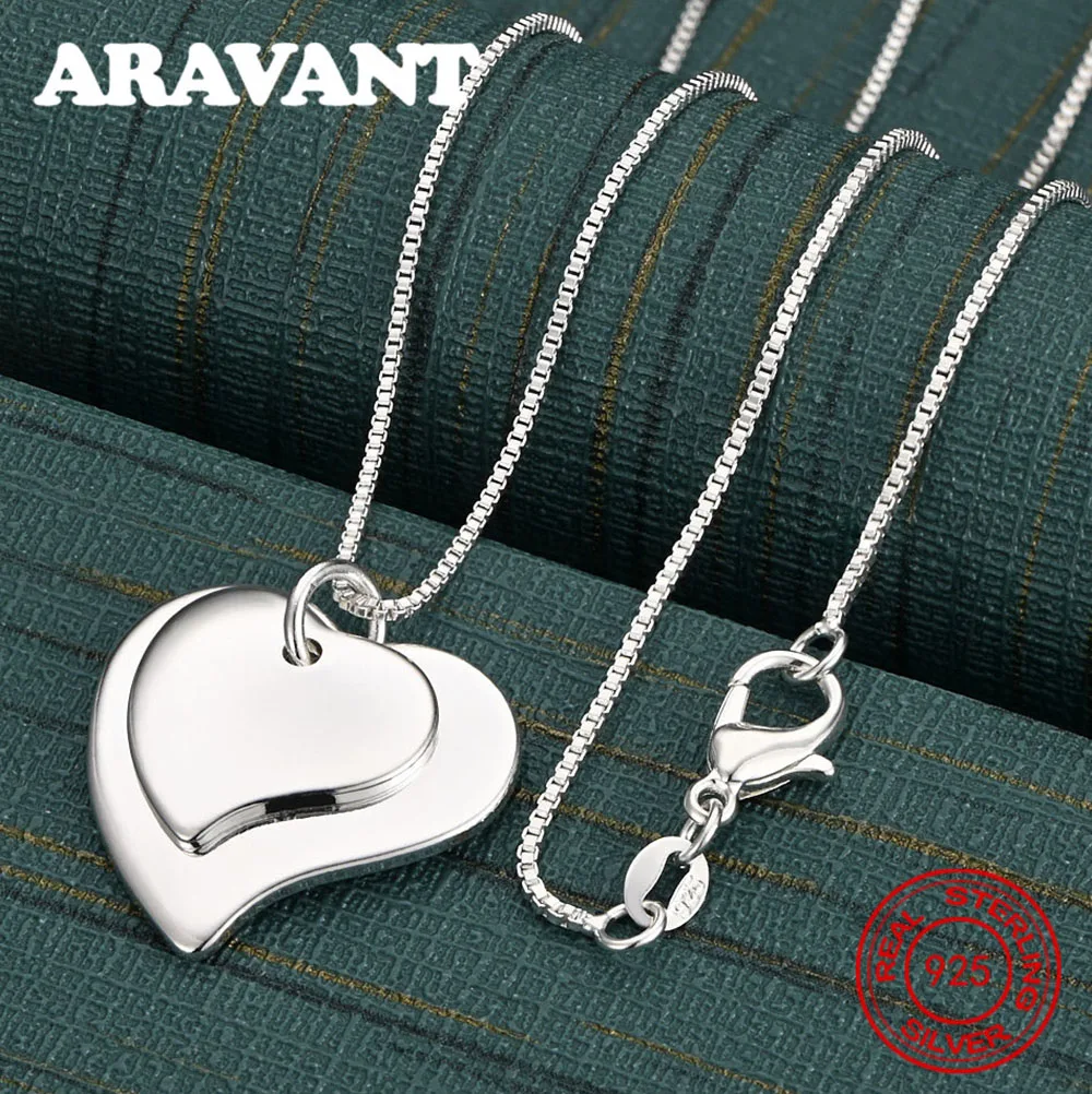 

Ожерелье из стерлингового серебра 925 пробы с глянцевым двойным сердцем, женское маленькое свежее дизайнерское женское обручальное украшение