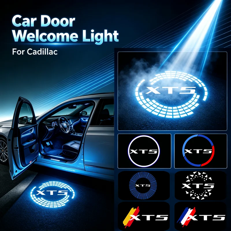 2PCS HD Ghost Emblem Shadow LED Car Door Courtesy Projector Welcome Lamps For Cadillac XT5 2016‑2025 Modification Accessories