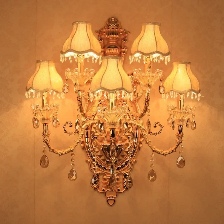 5 gold Luxury Crystal Wall Sconce Light Crystal Lighting romantic fashion crystal wall lamp wall lights with shade