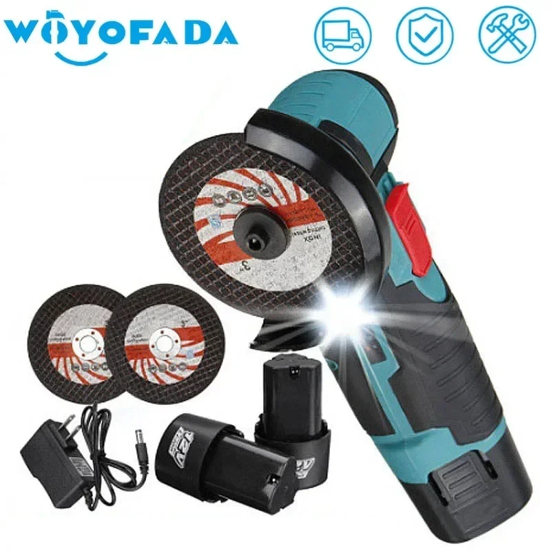 Mini 12V Brushless Cordless Angle Grinder Mini Cutter Power Tool 19500 RPM Grinding Cutting Metal Wood With Lithium Battery