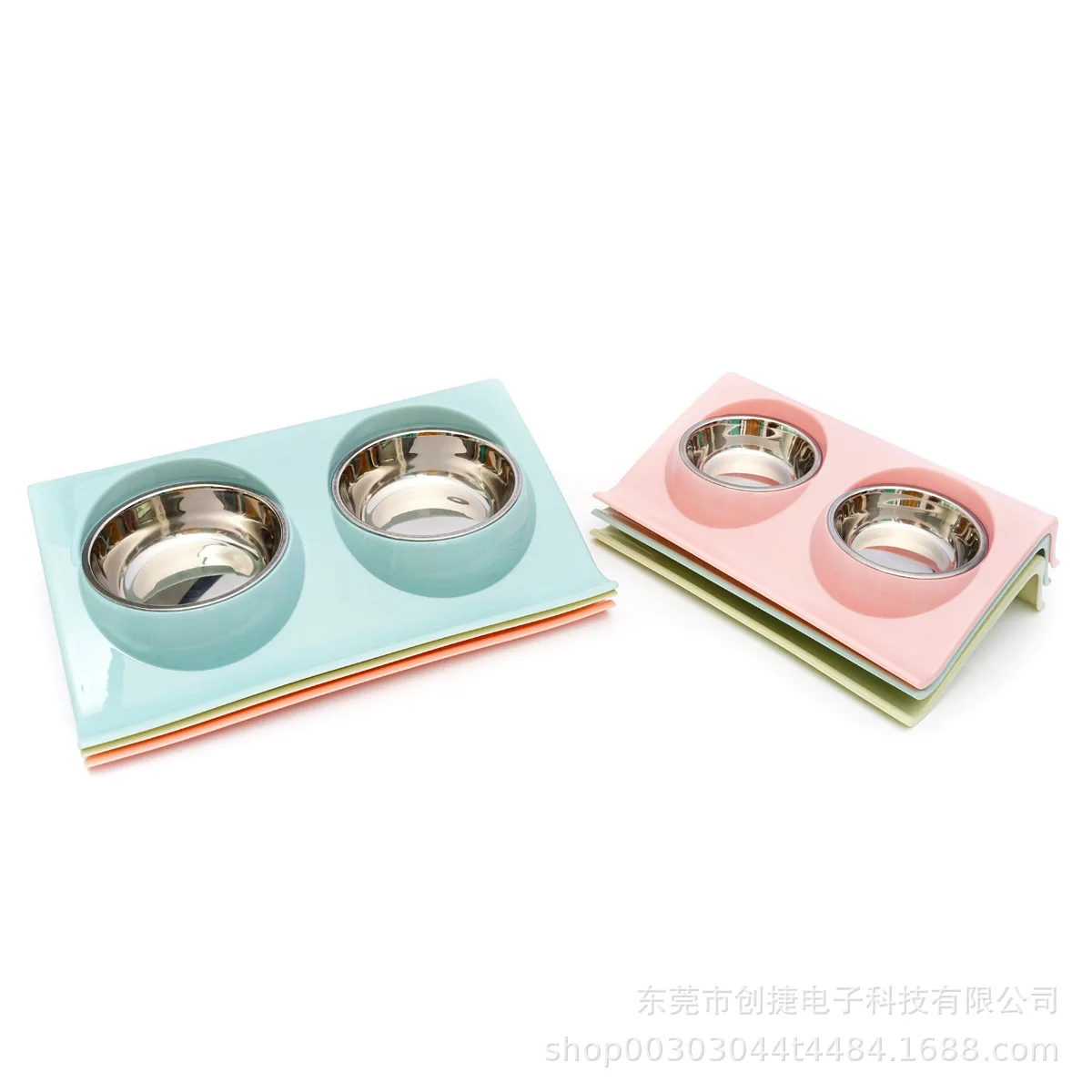 Pet Bowls Dog Food Water Feeder Stainless Steel Pet Double Bowl Small Dog Accessories Cat Puppy Feeding Supplies