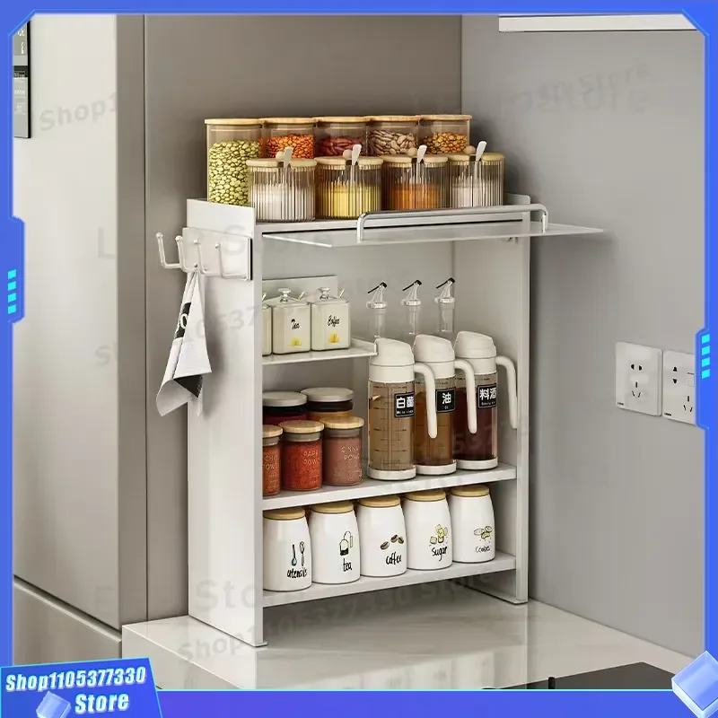 Vertical Kitchen Seasoning Rack Countertop Condiment Storage Cabinet Narrow Anti Oil Design Japanese Korean Style Organizer