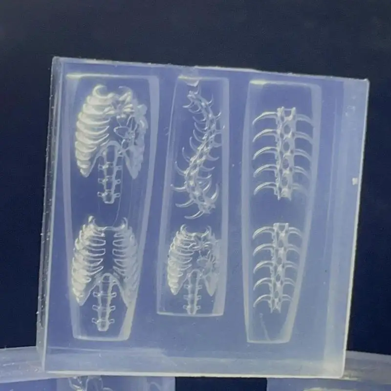 【ZYAL-1】1/2 Stück 3D-Rippen, Wirbelsäule, Knochen, Acrylform, DIY-Puppen-Design, transparentes Silikon, Maniküre-Vorlage, Nagelzubehör – Detail 1