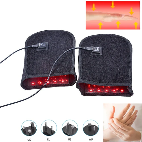 Guante de terapia de luz infrarroja y roja de 660 y 850 nm, uso de calefacción para artritis de manos, dedos, muñeca, alivio del dolor, manopla, dispositivo LED