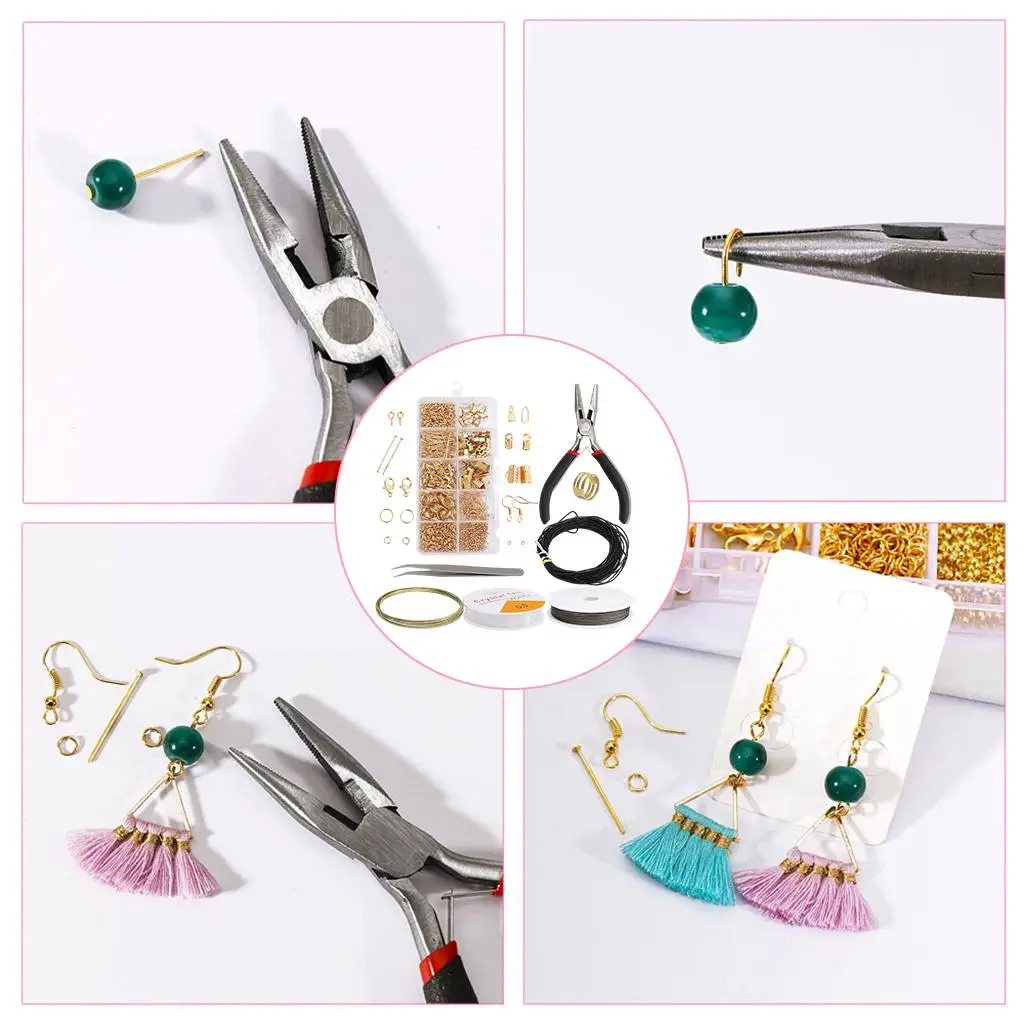 

Jewelry Findings Kits DIY Earrings Adults Beading Repair Tools rose gold