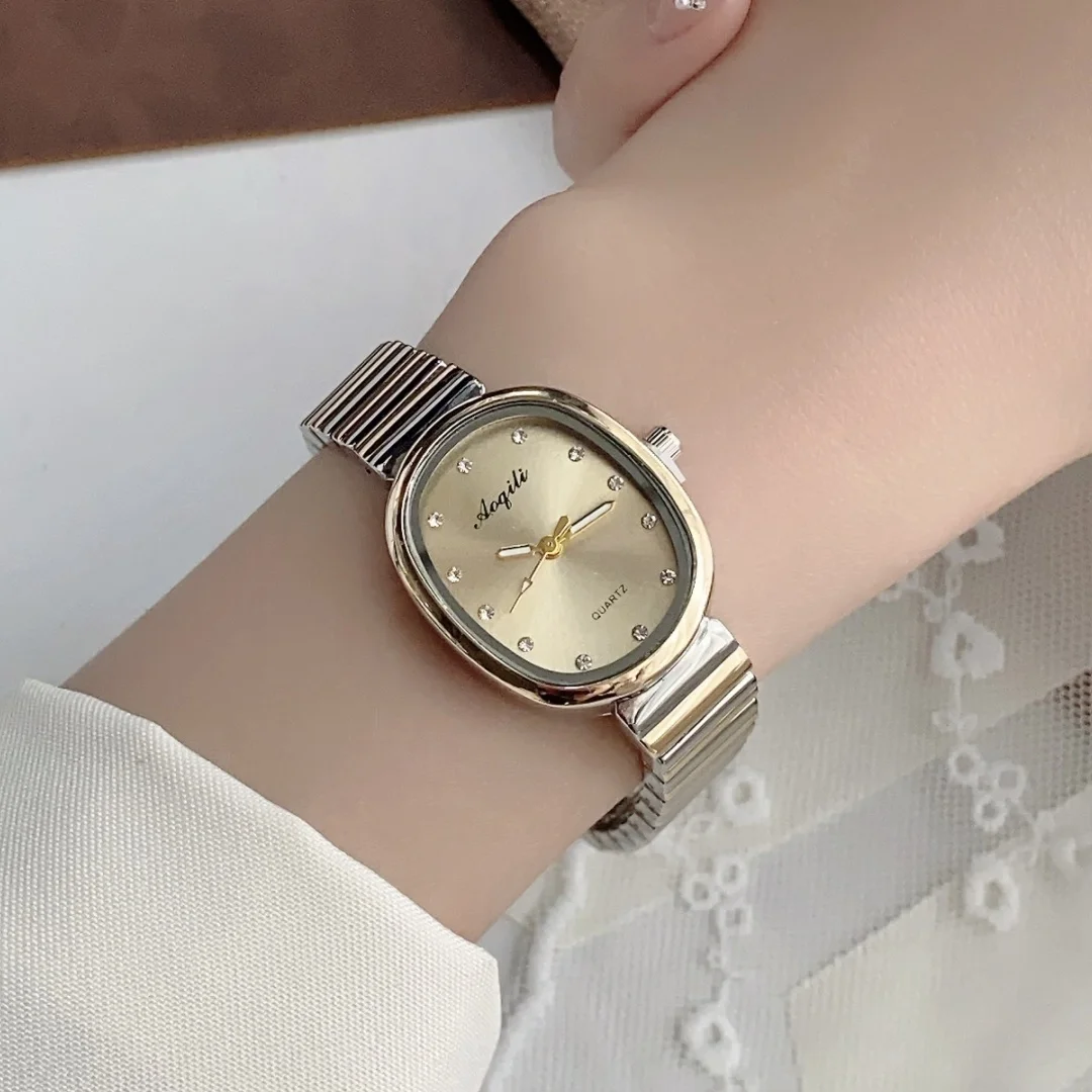 Oval Dial Women Watch Stainless Steel Strap Luxury Ladies Quartz Wristwatches Dropshipping Female Clock Relojes Para Mujer