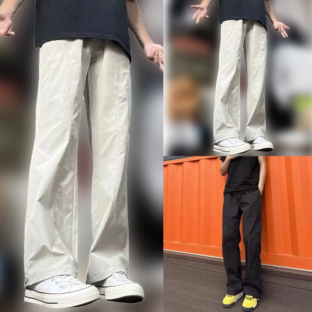 

Мужские универсальные повседневные брюки High Street, свободные уличные прямые брюки с зарядкой, мужская одежда, ветрозащитная