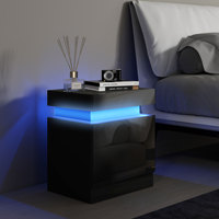 Homcom White Nightstand with Led Light Remote Control 45X35X52 cm