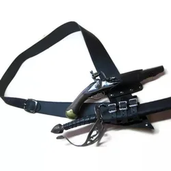 Medieval Leather Shoulder Belt Sword Flintlock Pistol Holster Steampunk Knight Pirate Costume LARP Cutlass Scabbard Frog Baldric