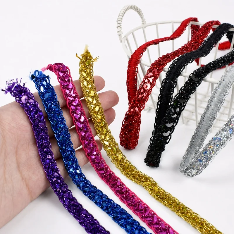 20/30M 11mm Glitzer-Spitzenborte Paillettenband für Kleider, Röcke, Kostüme, Kleidungsverzierungen, DIY Handarbeit, Nähzubehör