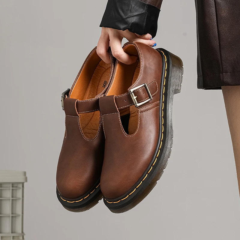 

Spring and autumn leisure shoes for men and women 2025 fashion buckle shoes non-slip British business brown leisure shoes luxury