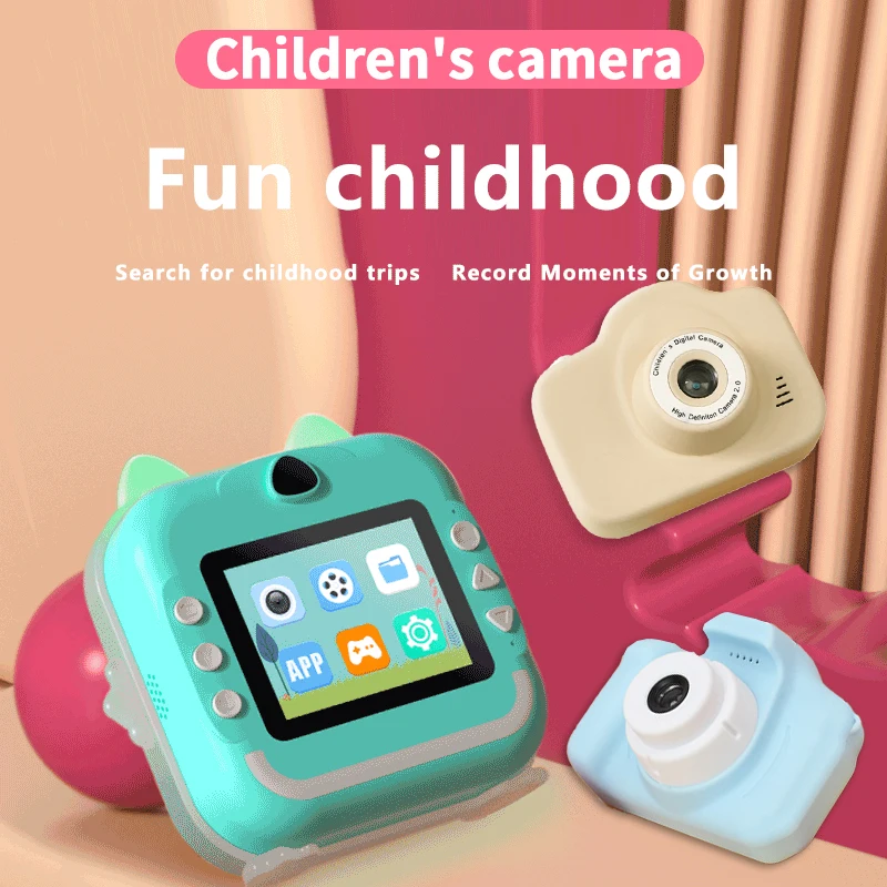 Digital Camera Toys Kids Instant Print Thermal Print Camera Instant Print Photo Video with 32G Memory Card Kids 1080P HD