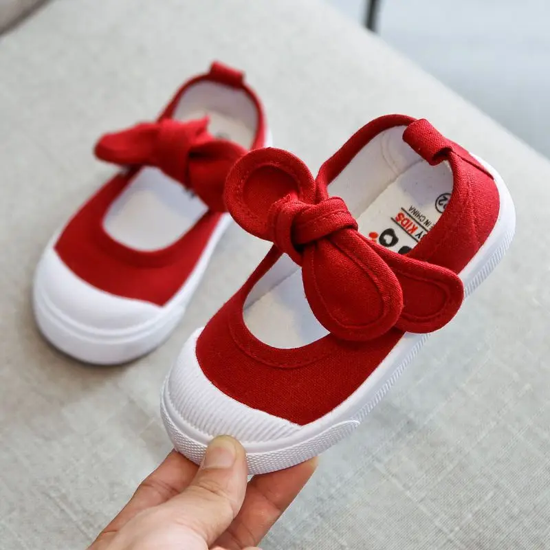 New Girls Canvas Shoes Fashion Bowknot Baby Shoes Comfortable Casual Princess Shoes size21-35