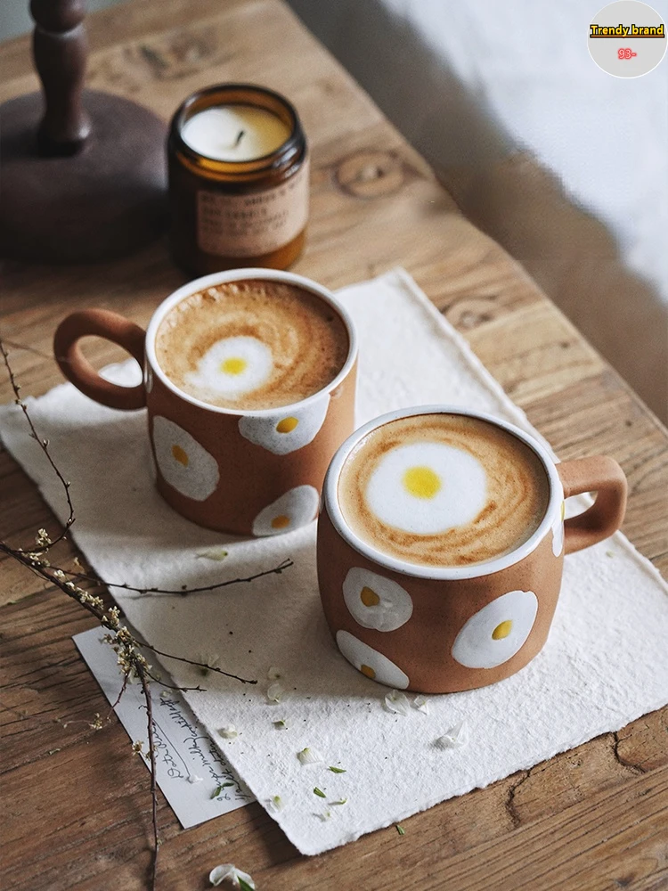 Realme Ins Style Cartoon Japanese Mug Hand Painted Poached Egg Ceramic Cup Home Office Breakfast Mugs Tea Water Milk Coffee Cup