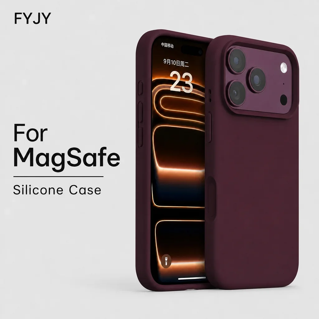 FYJY Liquid Silicone Magnetic Phone Case For 18 17 Pro Max For MagSafe Shockproof Soft Phone Cover For iPhone 18Pro 17Pro Cases