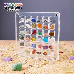 1Set Natural Crystal 36Kind Mini Rolling Stone Acrylic Box Set Mineral Specimen Home Decoration Gifts