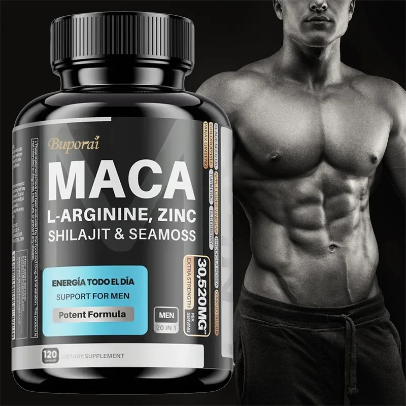 

Maca L-arginine, Shilajit & Sea Moss - Increase Strength, Endurance, Energy, Boost Immunity, Improve athletic performance