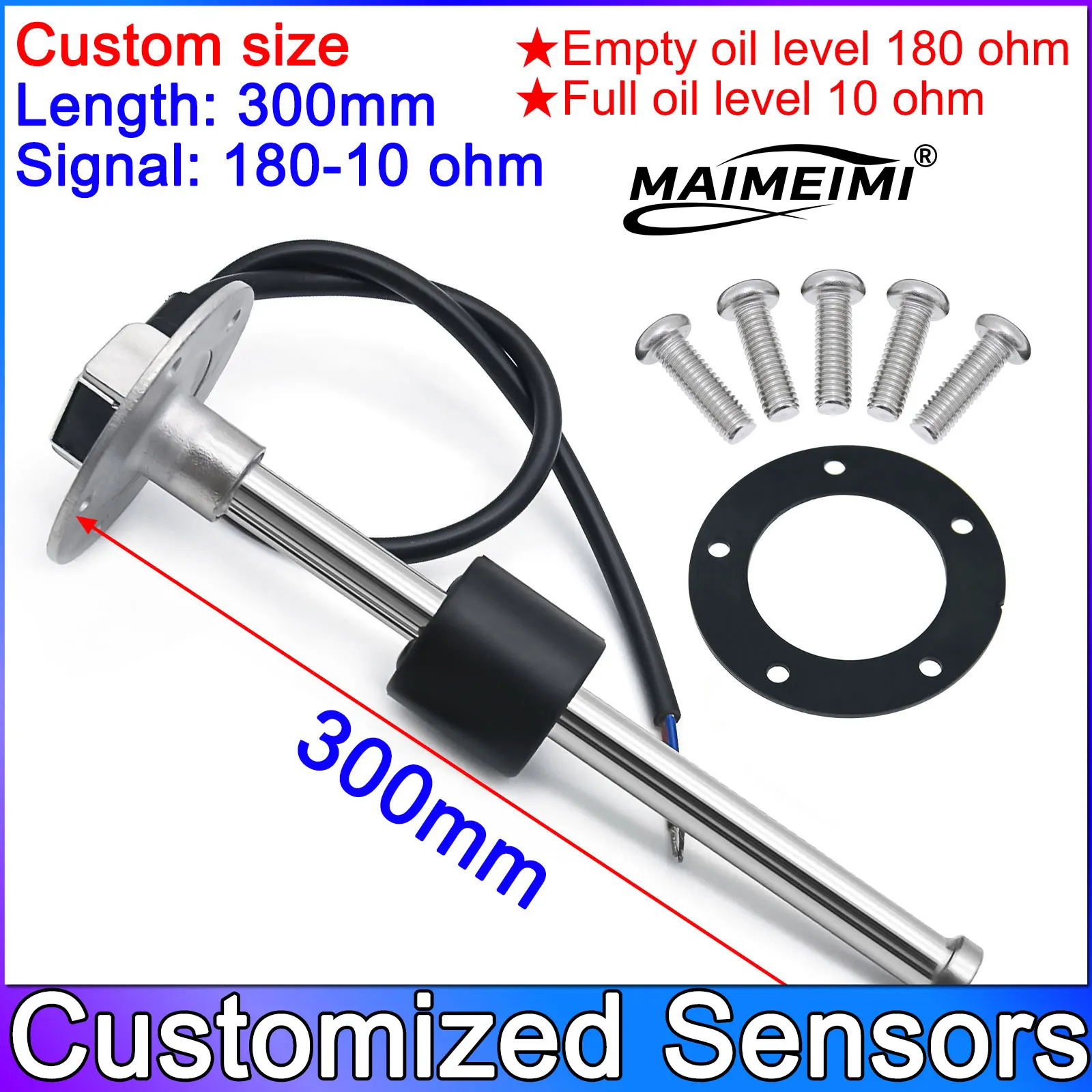 Customized Sensors 300MM 180-10 ohm Water Fuel Level Gauge Sensor