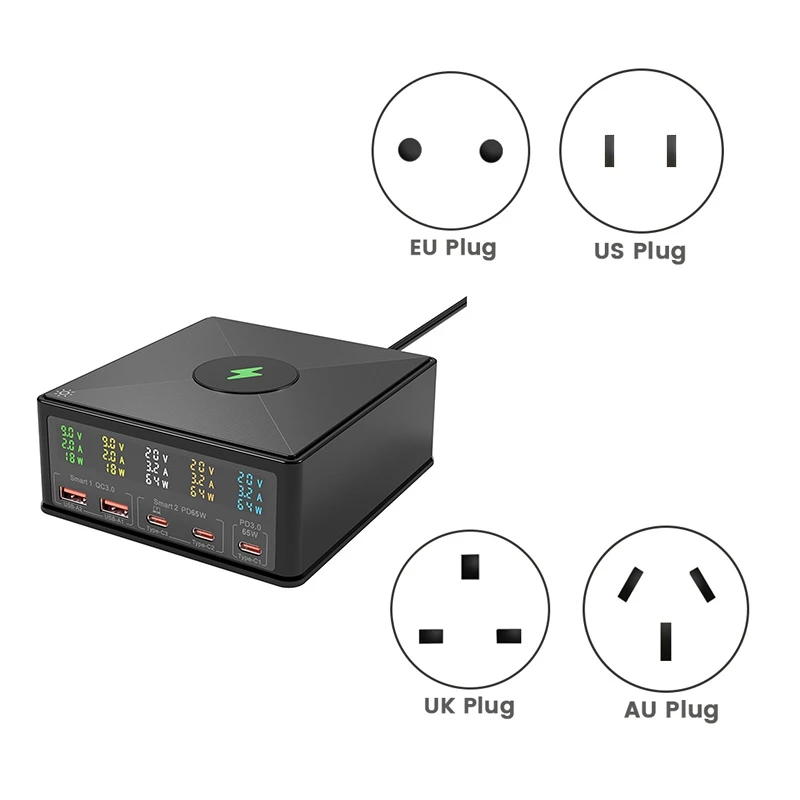 For Apple Huawei Charging Head 160W USB Multi-Port Intelligent Display Voltage Current PD20W Fast Charging