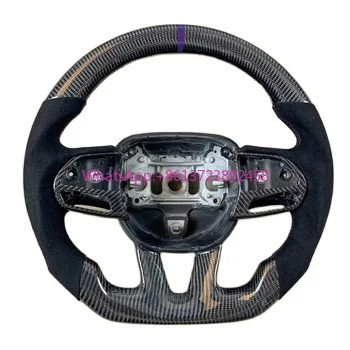 

Customized Carbon Fiber Steering Wheel LED Perforated Leather Replacement for Dodge HELLCAT 2015 2016-2022