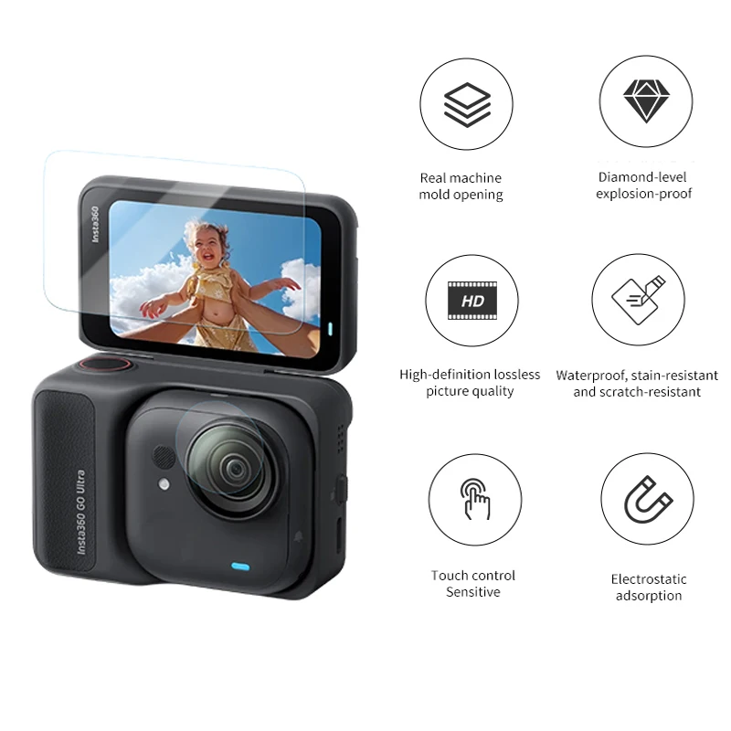 Screen Protector Tempered Glass Film for Insta360 GO Ultra Lens Hydrogel Protective Film for Insta360 GO Ultra Accessories