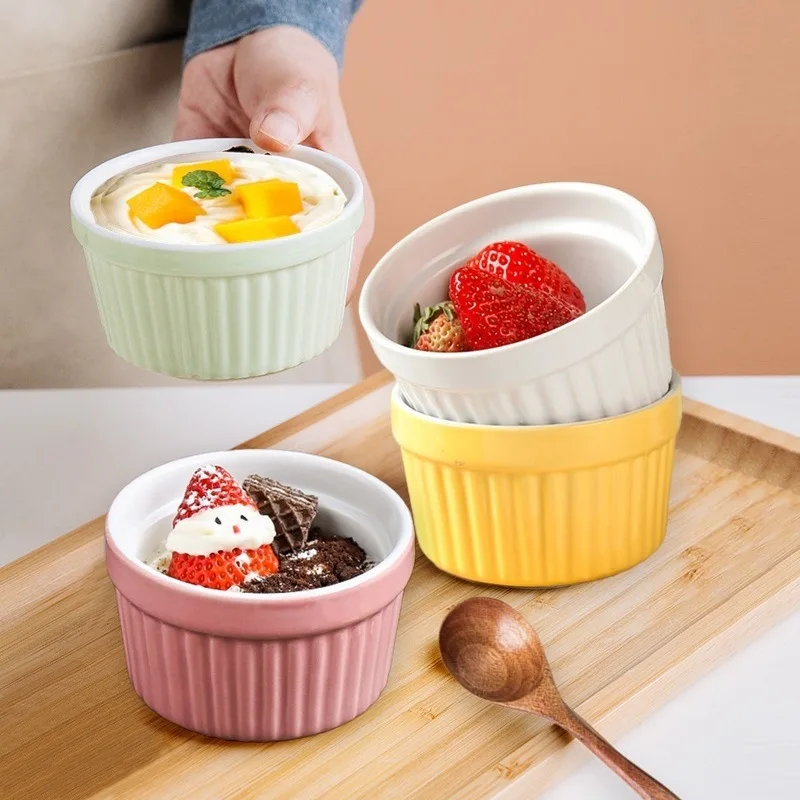 Ceramic Ramekins Bowls 240 ML Set of 6 Oven Safe, Creme Brulee Ramekins, Pudding Custard Cups Souffle Ramiken, Dipping Sauce