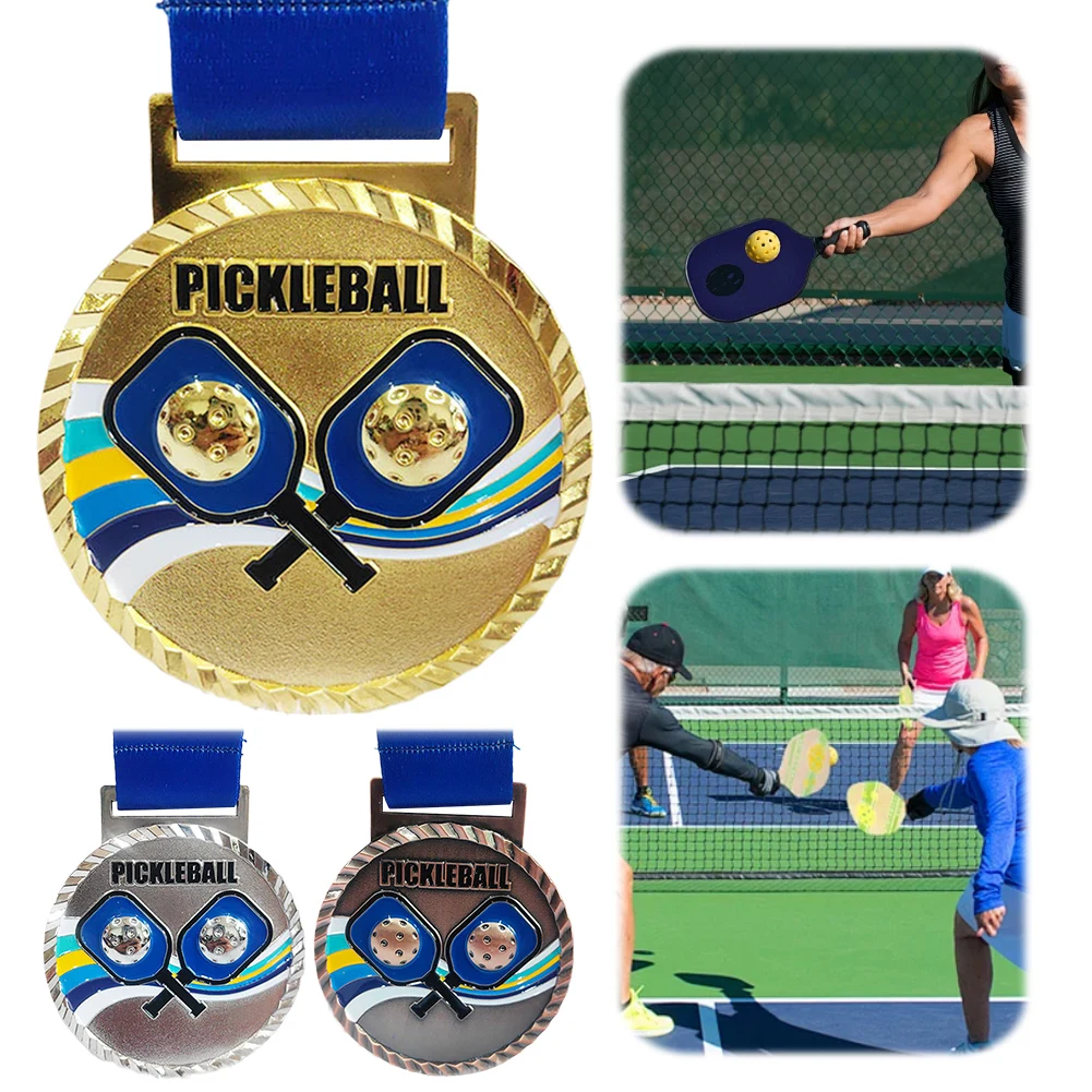 

6.8cm Pickleball Medal Sports Medals with Neck Ribbon Metal Winner Medals Zinc Alloy Pickleball Award Medals for Encouragement