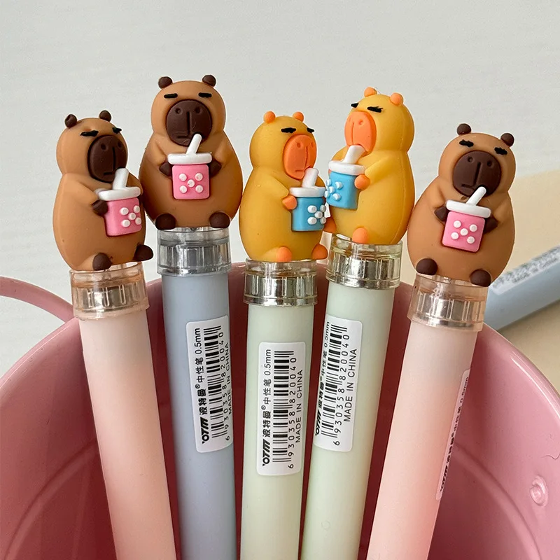 Imagem -04 - Capybara Light Gel Pen Canetas Assinatura Tinta Preta Escola Criativa Escrita Suprimentos Brinde Promocional Bonito 05 mm 36 Pcs por Lote