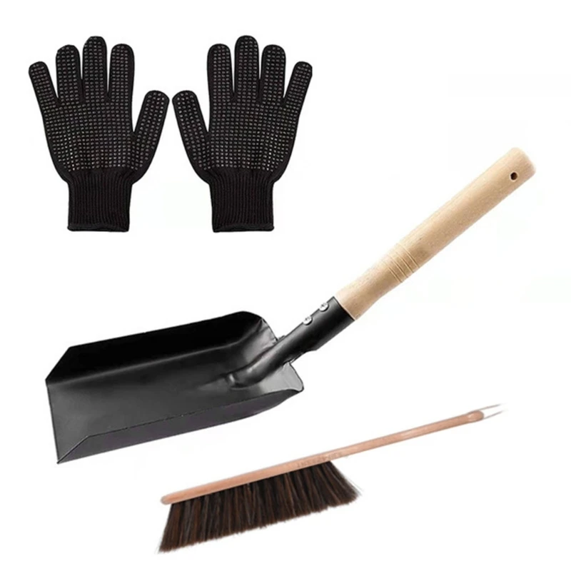 

Essential Bundle Handle Shovel with Silicone Gloves & Brush Fireplaces Tool Set Metal Brush Pan Set Fireplaces Tools set